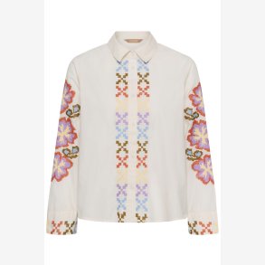 Culture 50112708 CUbreezy Shirt - Spring Gardenia/Violet - White  