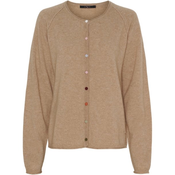 BTF CPH 500062 BTFALICE Cashmere Cardigan - Light Camel Melange 