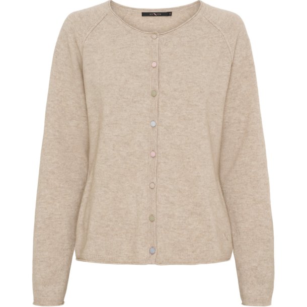 BTF CPH 500062 BTFALICE Cashmere Cardigan - Natural Beige Melange 