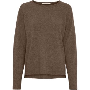 BTF CHP 500083 Pure Cashmere Pullover w. Boat Neck - Brown Melange