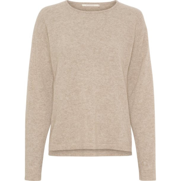 BTF CHP 500083 Pure Cashmere Pullover w. Boat Neck - Nougat Melange 