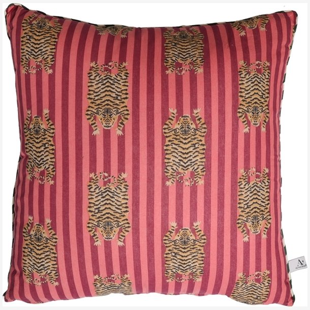 EJA AU840-997-65 Pude m/fyld Ethnic, stor tiger-pink/m�rk gr�n, 50x50cm