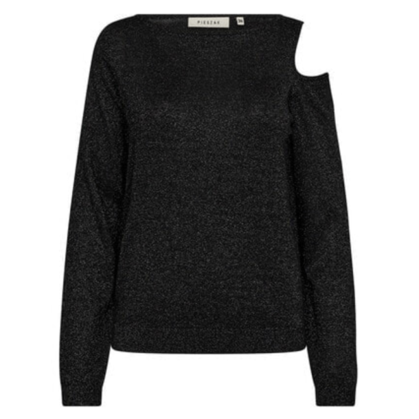 Pieszak J234774 Pd-Vigga Open Shoulder Lurex Knit - Black