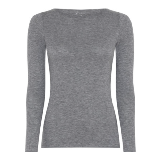 Lima Cashmere Ls Boatneck top - Medium Grey Melange