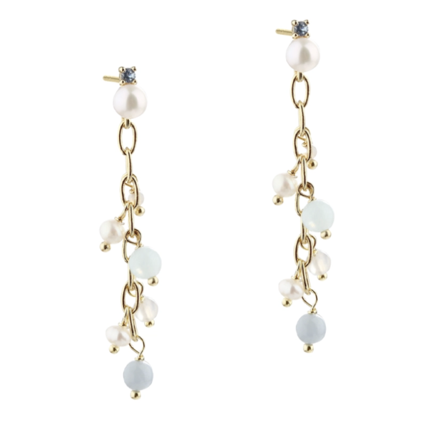 Aqua Dulce 5645 Sky Blue Chain Earring - Gold 