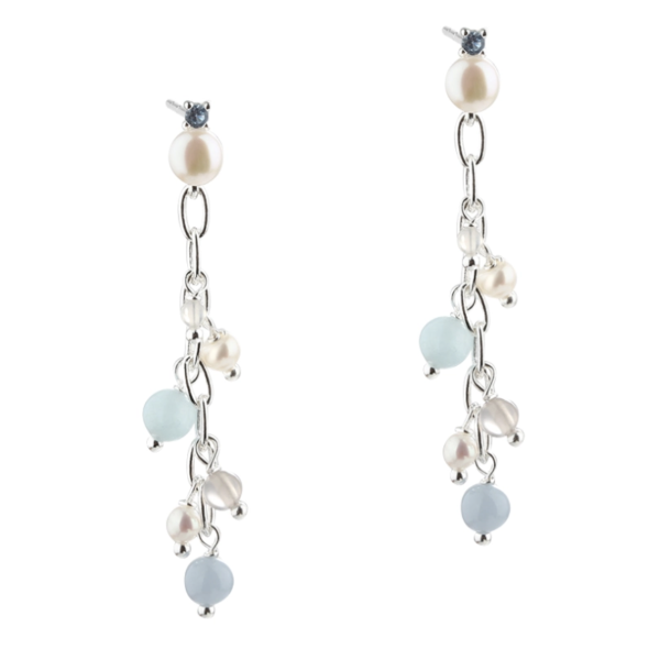 Aqua Dulce 5644 Sky Blue Chain Earring - Silver 