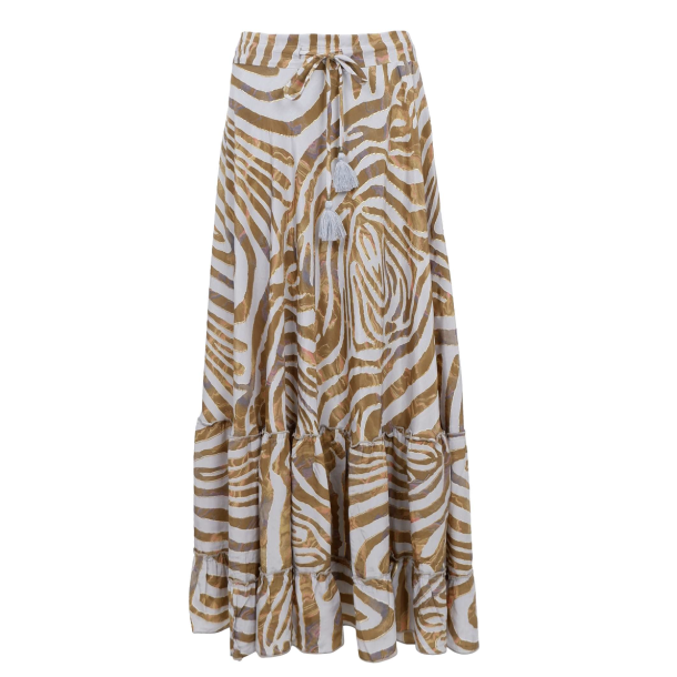 BC 39133 Luna Maxi Frill Skirt - Blue Zebra 