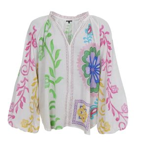 BC 40898 Sun Blouse - White Flower 