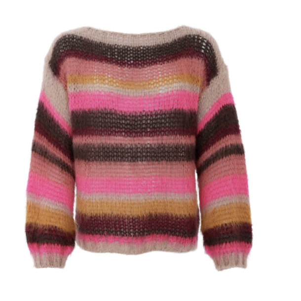 BC 1223 Adria Multi Striped Jumper - Berry 