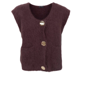 BC 1217 Bjork Knitted Button Vest - Coffe