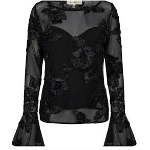 Pieszak J235163 PD-Melia Flounce Mesh Blouse - Black 
