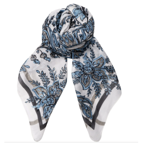 Black Colour 208355 Bckirstine Silk Scarf- Off White Paisley