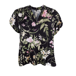 BC 40916 Zennia Blouse - Black flower