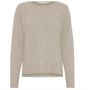 BTF CHP 500083 Pure Cashmere Pullover w. Boat Neck - Beige Melange 