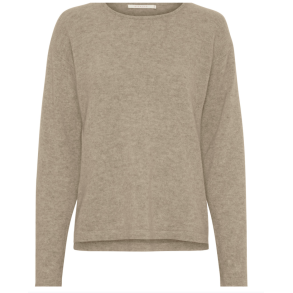  BTF CHP 500083 Pure Cashmere Pullover w. Boat Neck - Natural Brown