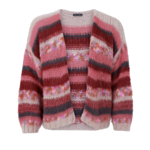 BC 1221 Fontana multi striped cardigan - Berry 